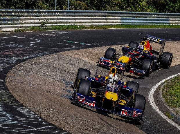 Sebastian Vettel und David Coulthard auf der Nürburgring-Nordschleife Sebastian Vettel und David Coulthard auf der Nürburgring-Nordschleife