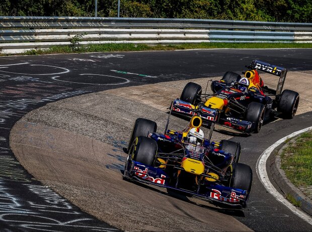 Sebastian Vettel und David Coulthard auf der Nürburgring-Nordschleife