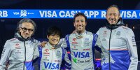 Teamchef Laurent Mekies, Yuki Tsunoda, Daniel Ricciardo und CEO Peter Bayer