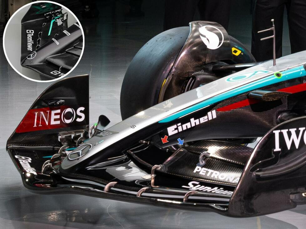 Die neue Mercedes-Frontpartie am W15 im Vergleich zum W14 (klein)
