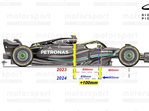 Das Cockpit beim Mercedes W15 ist zehn Zentimeter nach hinten versetzt