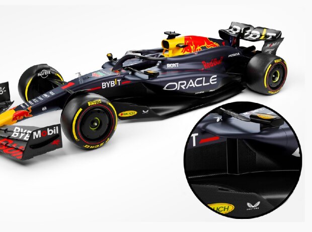 Detailansicht der Seitenkästen am Red Bull RB20 für die Formel 1 2024
