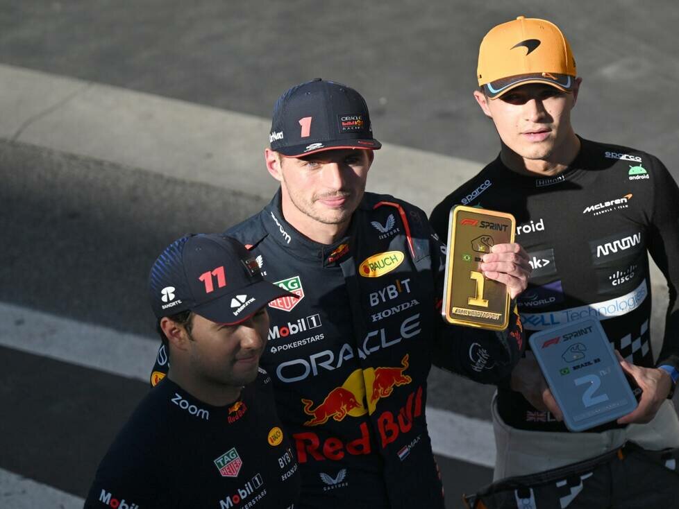 Sergio Perez, Max Verstappen, Lando Norris