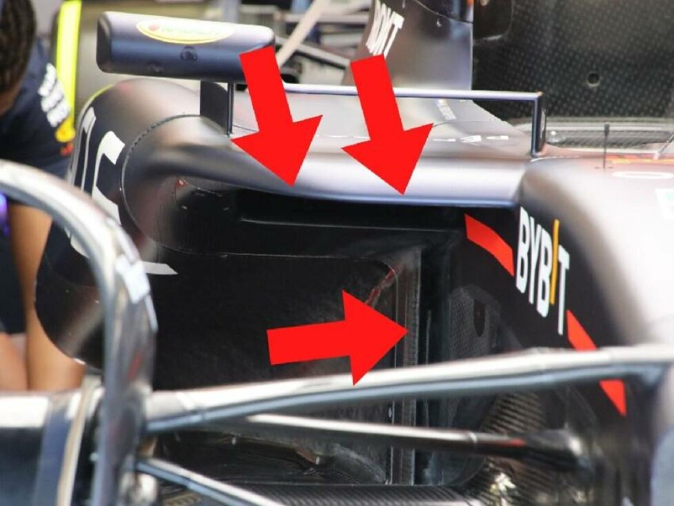 Die Lufteinlässe am Seitenkasten des Red Bull RB20 in der Formel 1 2024
