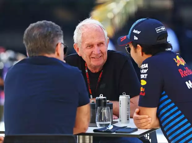 Christian Horner, Helmut Marko, Sergio Perez Titel-Bild zur News: Christian Horner, Helmut Marko, Sergio Perez