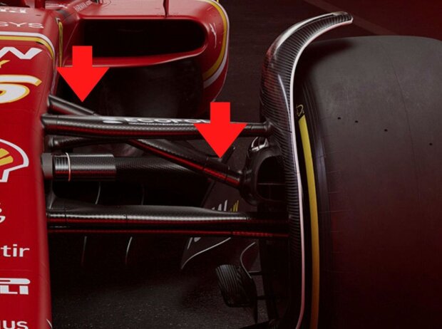 Pushrod-Aufhängung am Ferrari SF-24 in der Formel-1-Saison 2024