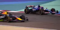 Sergio Perez im Red Bull neben Daniel Ricciardo im Racing Bulls beim Formel-1-Test 2024 in Bahrain