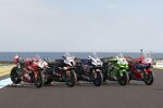 Alvaro Bautista, Toprak Razgatlioglu, Jonathan Rea, Alex Lowes und Xavi Vierge 