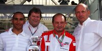 Lewis Hamilton, Norbert Haug, Frederic Vasseur und Ron Dennis in Monza 2006