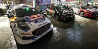 Autos der drei WRC-Hersteller M-Sport-Ford, Toyota und Hyundai