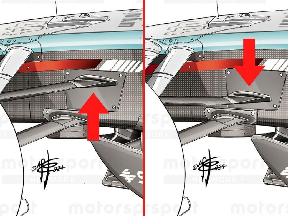 Mercedes-Querlenker an der Vorderachse beim W15 in der Formel-1-Saison 2024