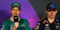 Fernando Alonso und Max Verstappen bei der Formel-1-Pressekonferenz in Bahrain