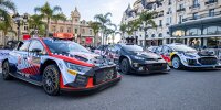 Gruppenfoto: Rally1-Autos von Hyundai, Toyota, M-Sport-Ford für die WRC-Saison 2024