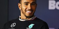 Mercedes-Fahrer Lewis Hamilton bei der Formel-1-Pressekonferenz in Bahrain 2024