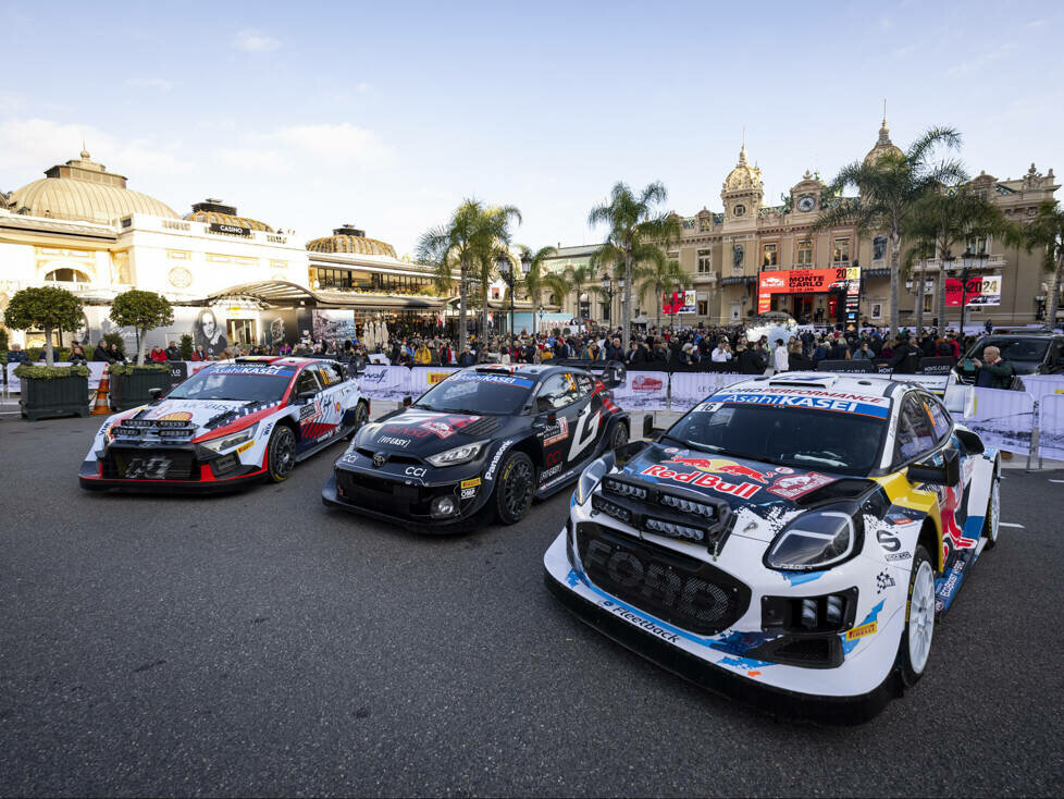 Rally1-Autos von Hyundai, Toyota und M-Sport-Ford