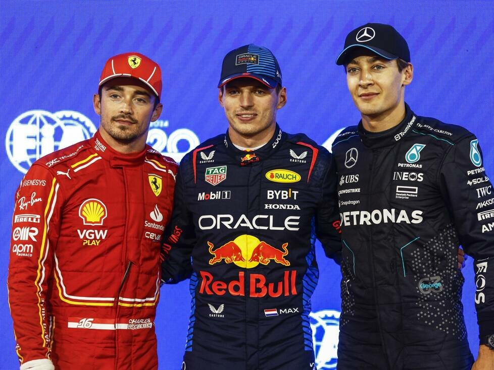 Charles Leclerc, Max Verstappen, George Russell