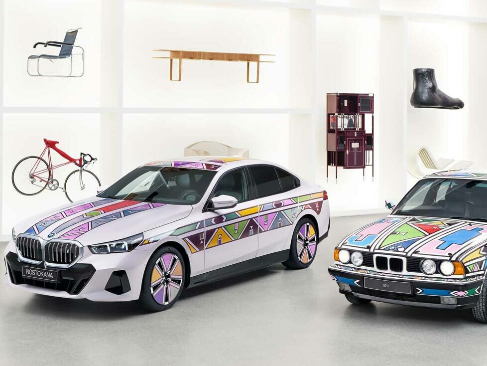 Der BMW i5 Flow NOSTOKANA (2024) und das 525i Art Car von Esther Mahlangu von 1991