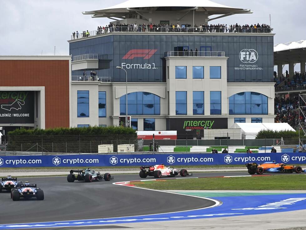 Lando Norris, Max Verstappen, Lance Stroll, Fernando Alonso, Esteban Ocon