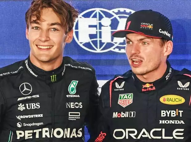 George Russell, Max Verstappen Titel-Bild zur News: George Russell, Max Verstappen