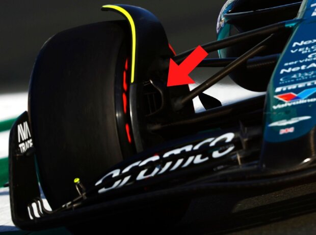 Vorderer Bremsschacht am Aston Martin AMR24 beim Formel-1-Rennen in Saudi-Arabien 2024 Vorderer Bremsschacht am Aston Martin AMR24 beim Formel-1-Rennen in Saudi-Arabien 2024