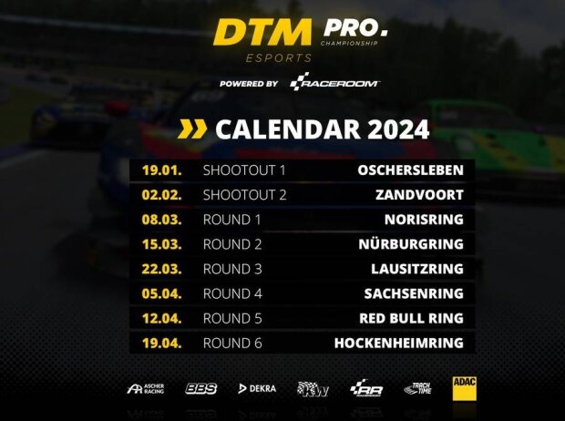 Die Termine der DTM eSports Championship 2024