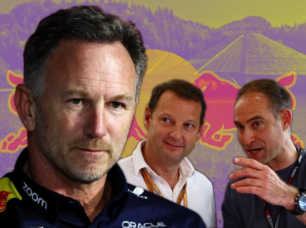 Titel-Bild zur News: Christian Horner, Teamchef von Red Bull Racing, mit Franz Watzlawick und Oliver Mintzlaff, CEOs der Red Bull GmbH