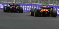 Lando Norris im McLaren hinter Sergio Perez im Red Bull beim Formel-1-Rennen 2024 in Saudi-Arabien