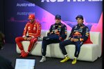 Carlos Sainz (Ferrari), Max Verstappen (Red Bull) und Sergio Perez (Red Bull) 