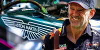 Fotomontage: Formel-1-Designer Adrian Newey vor einem Aston-Martin-Logo