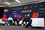 Alexander Albon (Williams), Carlos Sainz (Ferrari), Yuki Tsunoda (Racing Bulls), Max Verstappen (Red Bull), George Russell (Mercedes) und Pierre Gasly (Alpine) 