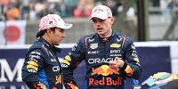 Sergio Perez und Max Verstappen (Red Bull) nach dem Qualifying zum Formel-1-Rennen in Japan 2024