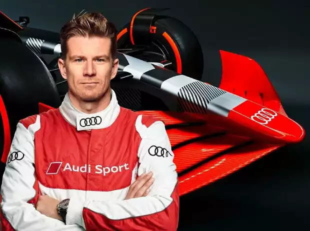 Nico Hülkenberg als Audi-Fahrer vor einem Audi-Showcar (Fotomontage) Titel-Bild zur News: Nico Hülkenberg als Audi-Fahrer vor einem Audi-Showcar (Fotomontage)