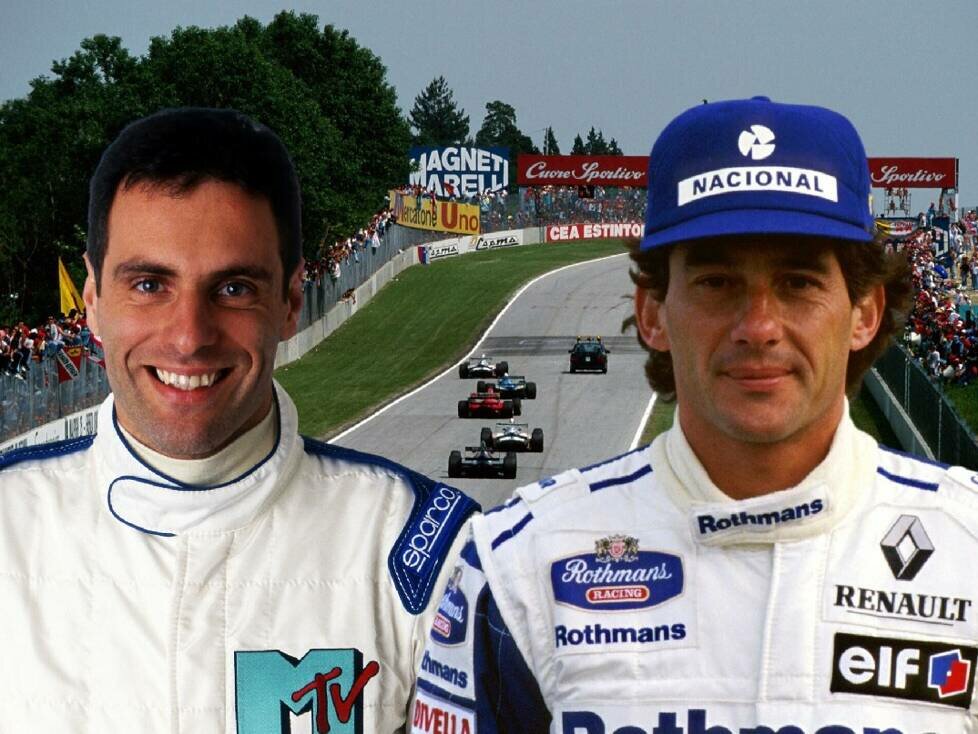 Fotomontage: Roland Ratzenberger und Ayrton Senna vor der Kulisse von Imola 1994