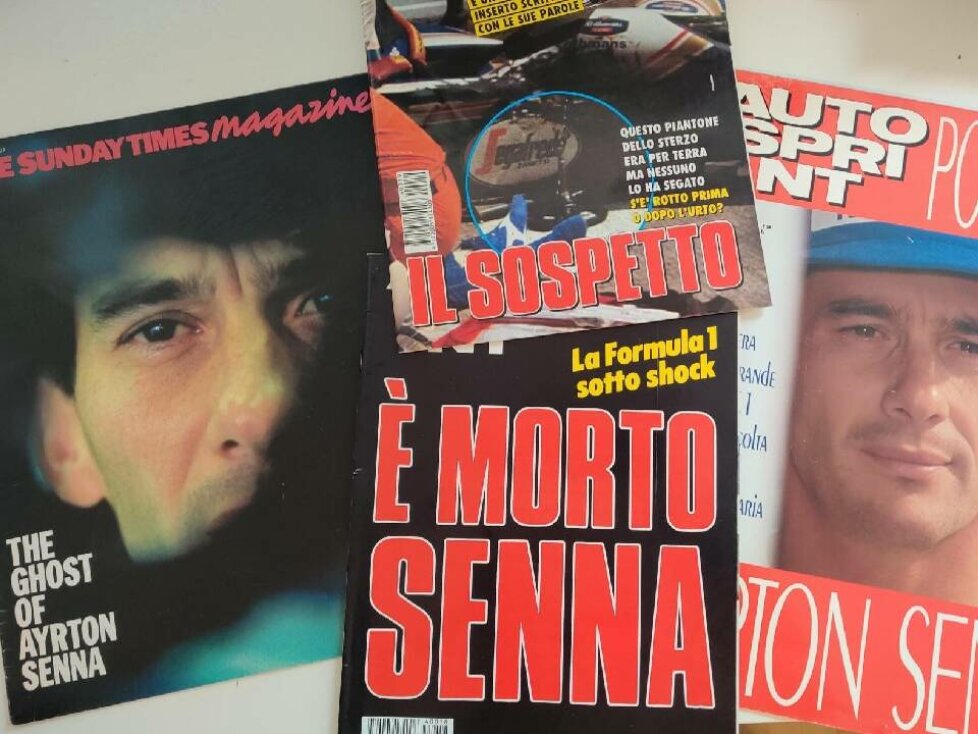 Zeitschriften berichten im Mai 1994 über den Unfalltod von Ayrton Senna