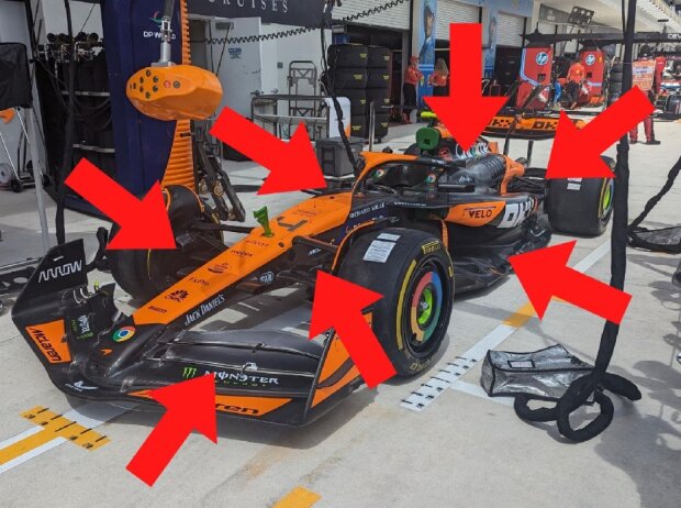 Titel-Bild zur News: Die umfangreichen Updates am McLaren MCL38 beim Formel-1-Rennen in Miami 2024