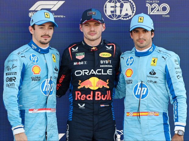 Titel-Bild zur News: Hellblau vs. Dunkelblau: Charles Leclerc und Carlos Sainz jagen Max Verstappen