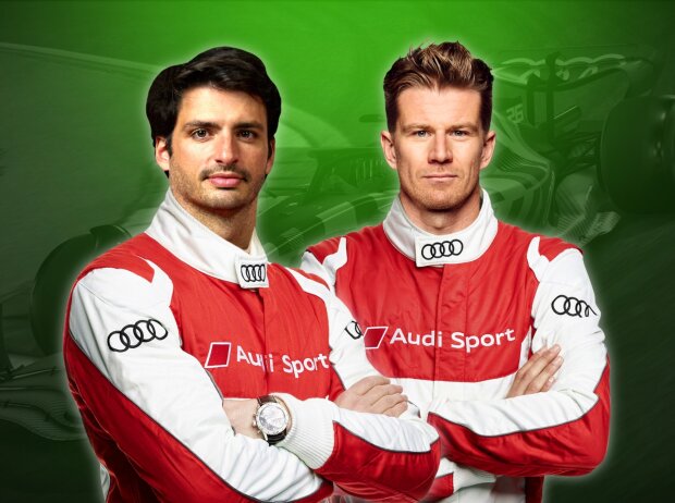 Titel-Bild zur News: Carlos Sainz, Nico Hülkenberg (Fotomontage in Audi-Overalls)