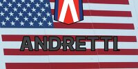 Andretti-Logo vor der US-amerikanischen Nationalflagge (Fotomontage)