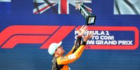 Auf zu neuen Höhen: Lando Norris lässt seinen ersten F1-Siegerpokal fliegen
