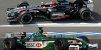 Formel-1-Fahrer Justin Wilson im Minardi und im Jaguar (Fotomontage)