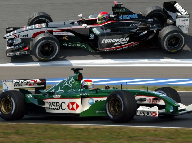 Titel-Bild zur News: Formel-1-Fahrer Justin Wilson im Minardi und im Jaguar (Fotomontage)