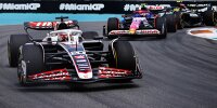 Kevin Magnussen im Haas vor Yuki Tsunoda im Racing Bull und Lewis Hamilton im Mercedes