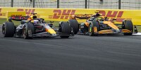 Max Verstappen im Red Bull neben Lando Norris im McLaren beim Formel-1-Rennen in China 2024
