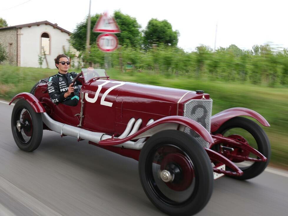 George Russell im Siegerauto der Targa Florio von 1924