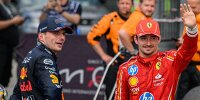 Charles Leclerc und Max Verstappen nach dem Formel-1-Rennen in Imola 2024