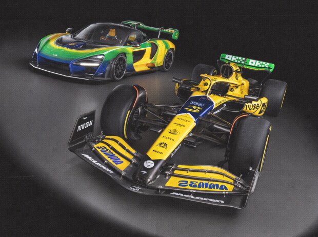 Ayrton-Senna-Lackierung von McLaren beim Formel-1-Rennen in Monaco 2024 Ayrton-Senna-Lackierung von McLaren beim Formel-1-Rennen in Monaco 2024