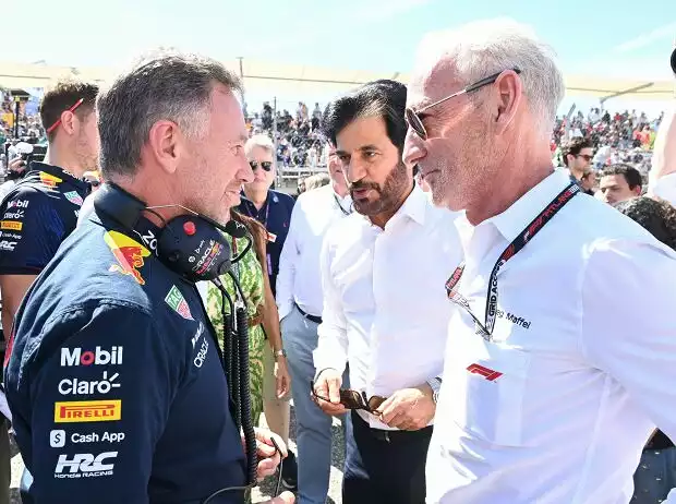 Christian Horner, Mohammed bin Sulayem und Greg Maffei Titel-Bild zur News: Christian Horner, Mohammed bin Sulayem und Greg Maffei