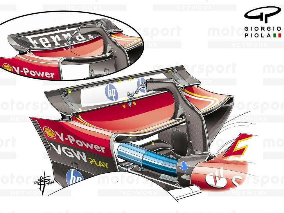 Heckflügel-Version am Ferrari SF-24 beim Formel-1-Rennen in Monaco 2024