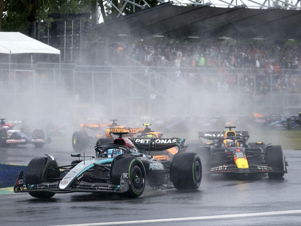 Formel-1-Start in Kanada 2024 auf nasser Fahrbahn