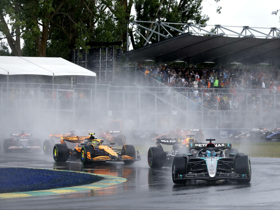 George Russell, Max Verstappen, Lando Norris, Oscar Piastri